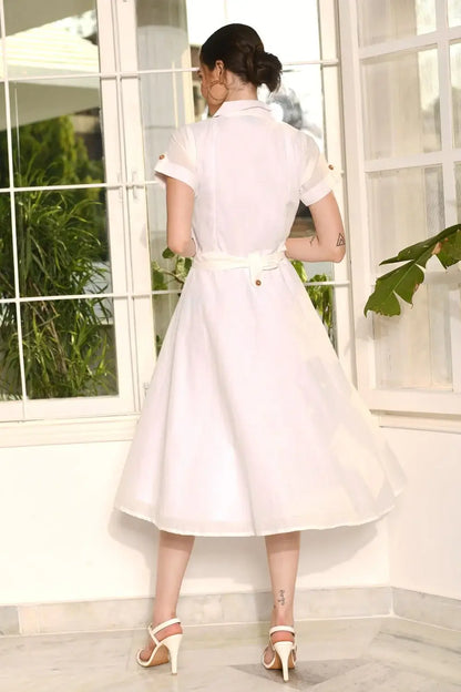 Wood Button Shirt Dress