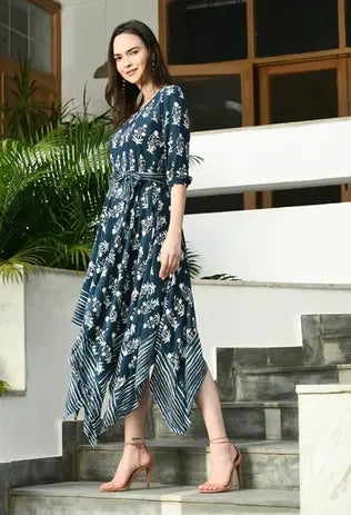 Blue Handkerchief Style Dress