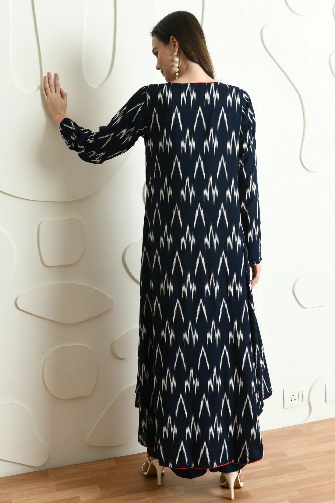 Blue Ikat Print 3 Pc Co-ord Set