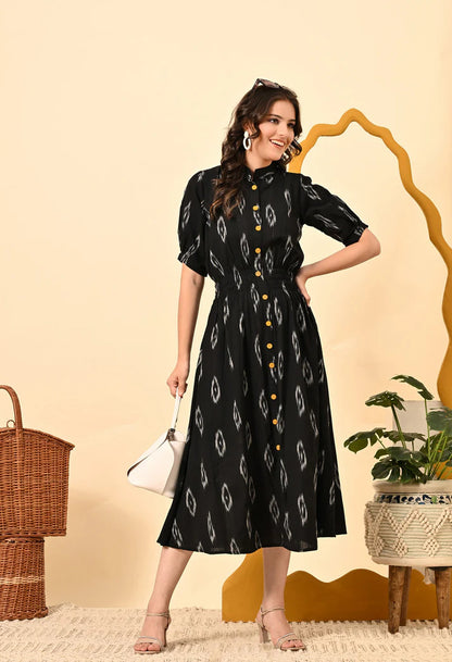 Black Diamond Midi Dress For Women
