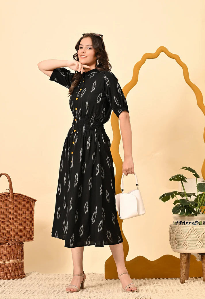 Black Diamond Midi Dress For Women