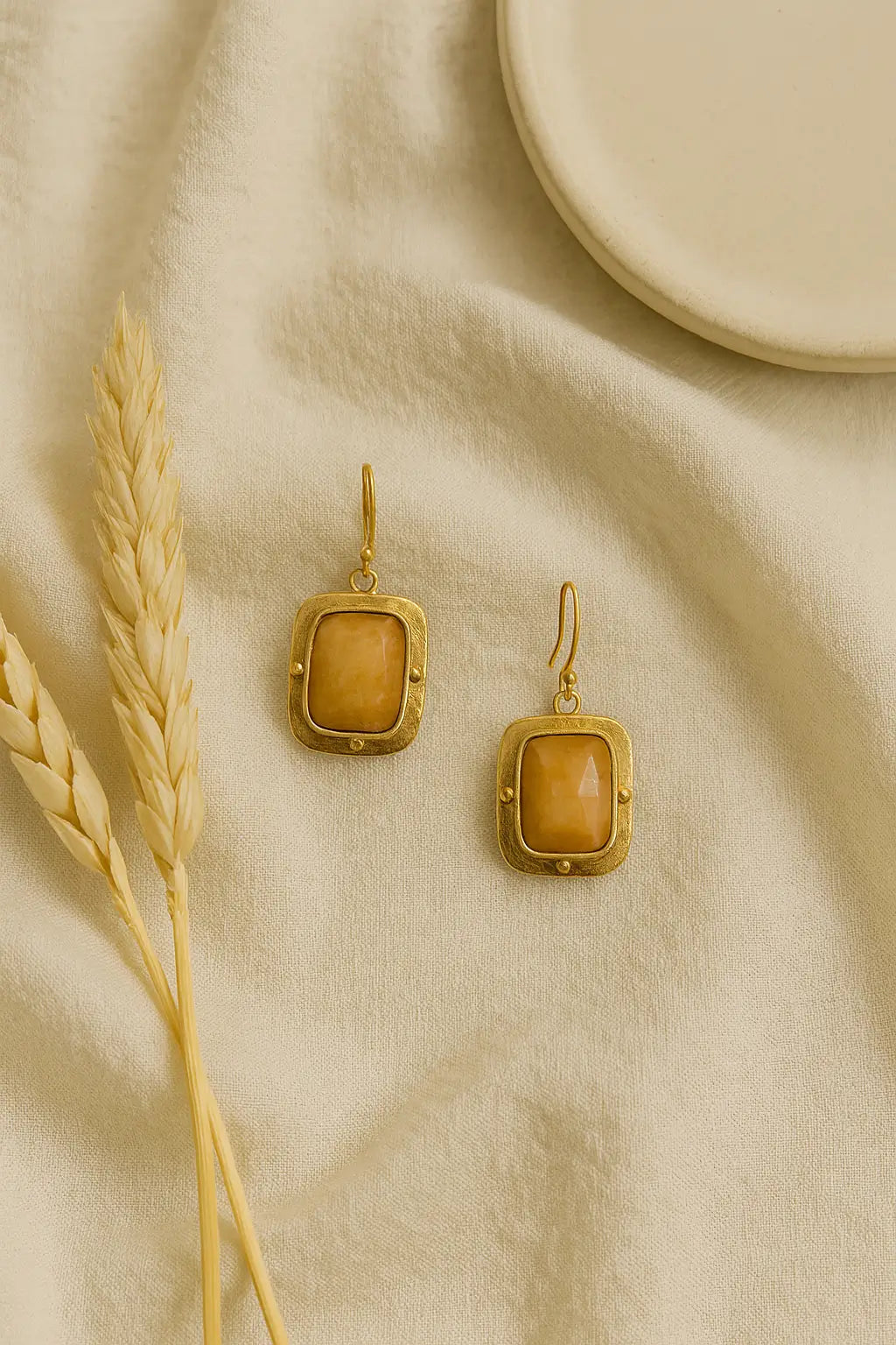 Golden Rectangular Drop Earrings for Women