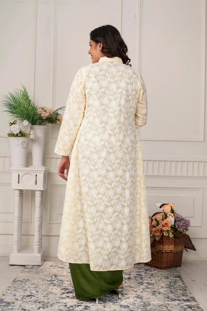 Olive Grace Draped Dress with Chikankari Jacket