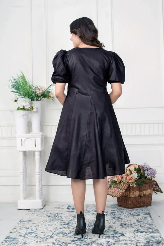 The Noir Bloom Dress-Handpainted Elegance