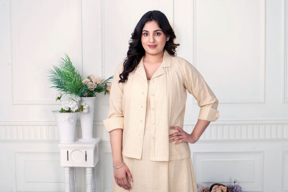 Layered Grace Linen Jacket Dress