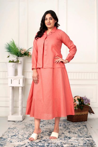 Blush Serenity- Linen Jacket Dress