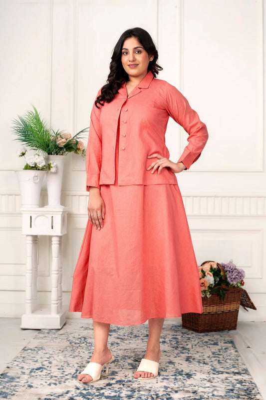 Blush Serenity- Linen Jacket Dress
