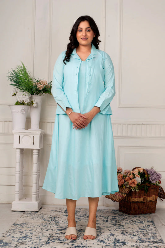 Aqua Breeze - Linen Jacket Dress
