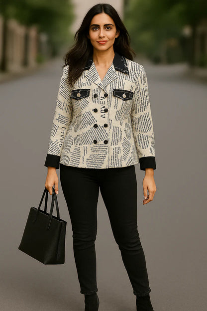 Newspaper Print Co-Ord Set Outfit for Women