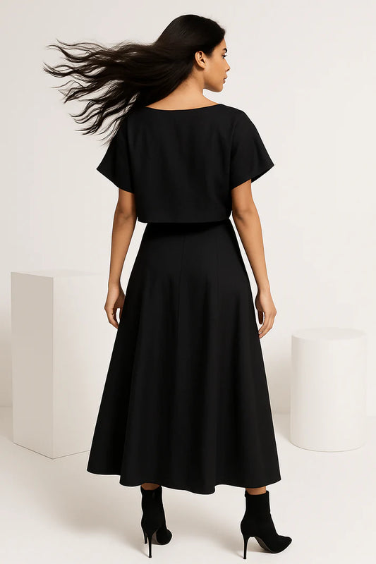 Denim Stretch Crop Top & Skirt Set