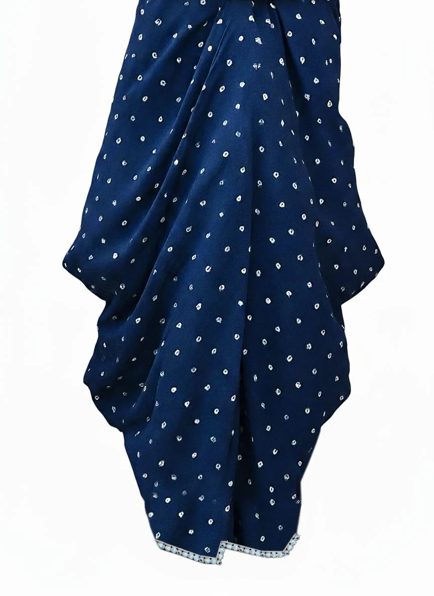 Mirror-Work Dhoti Co-Ord Set with V-Neck Top