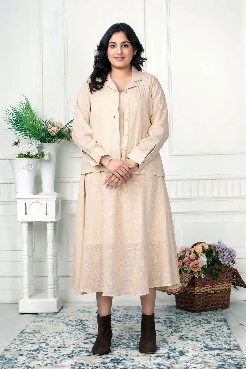 Layered Grace Linen Jacket Dress