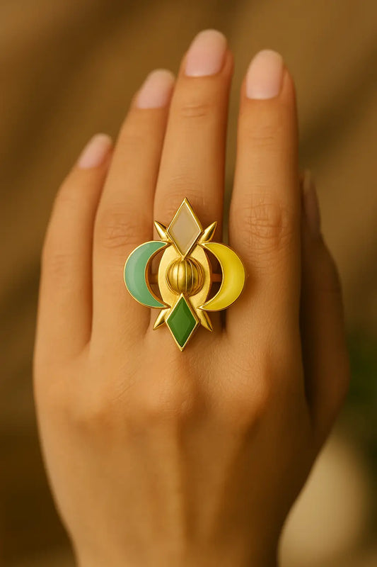 Multicolour Enamel Statement Ring for Women