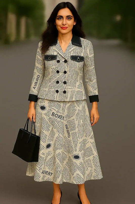Newspaper Print Co-Ord Set Outfit for Women