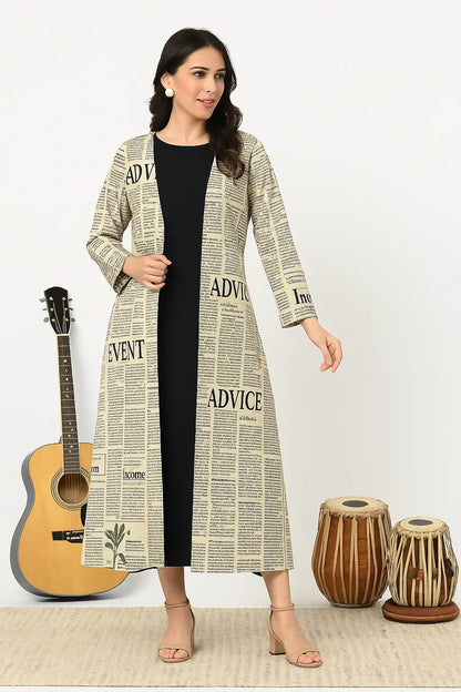 Newspaperprint jacket set for women