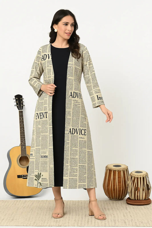 Newspaperprint jacket set for women