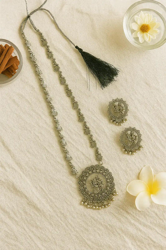 Dancing Duo Oxidised Necklace Set for Women