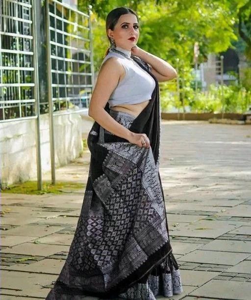 Black & Silver Soft Lichi Silk Jacquard Saree