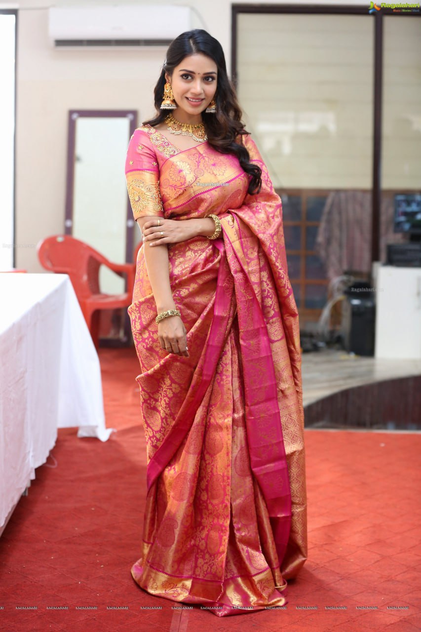 Pink Soft Lichi Silk Saree