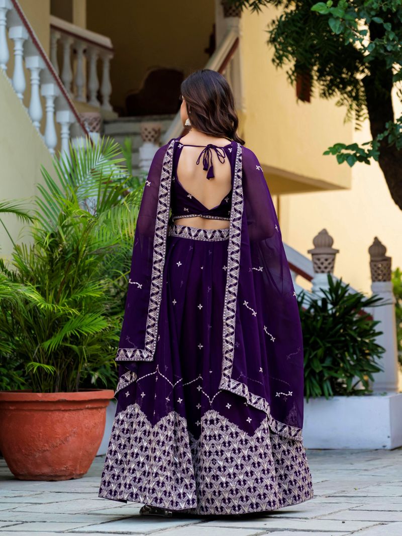Purple Party Wear Georgette Lehenga Choli