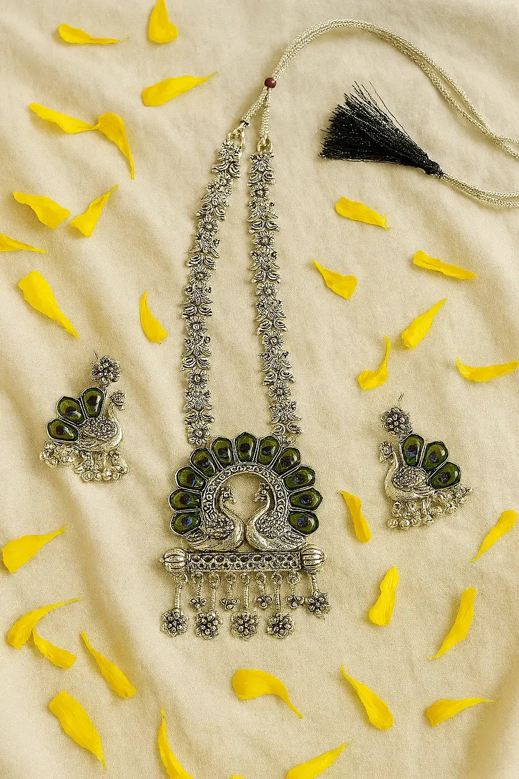 Peacock Oxidised Necklace Set for Women