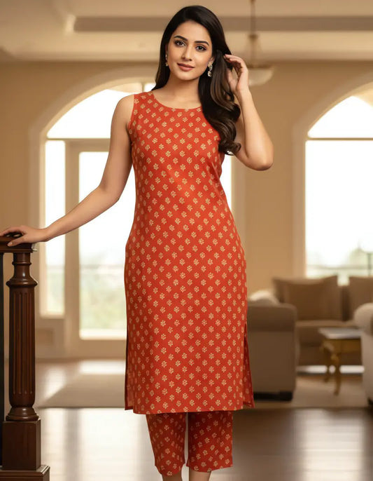 RangRoot women’s red rayon co-ord set