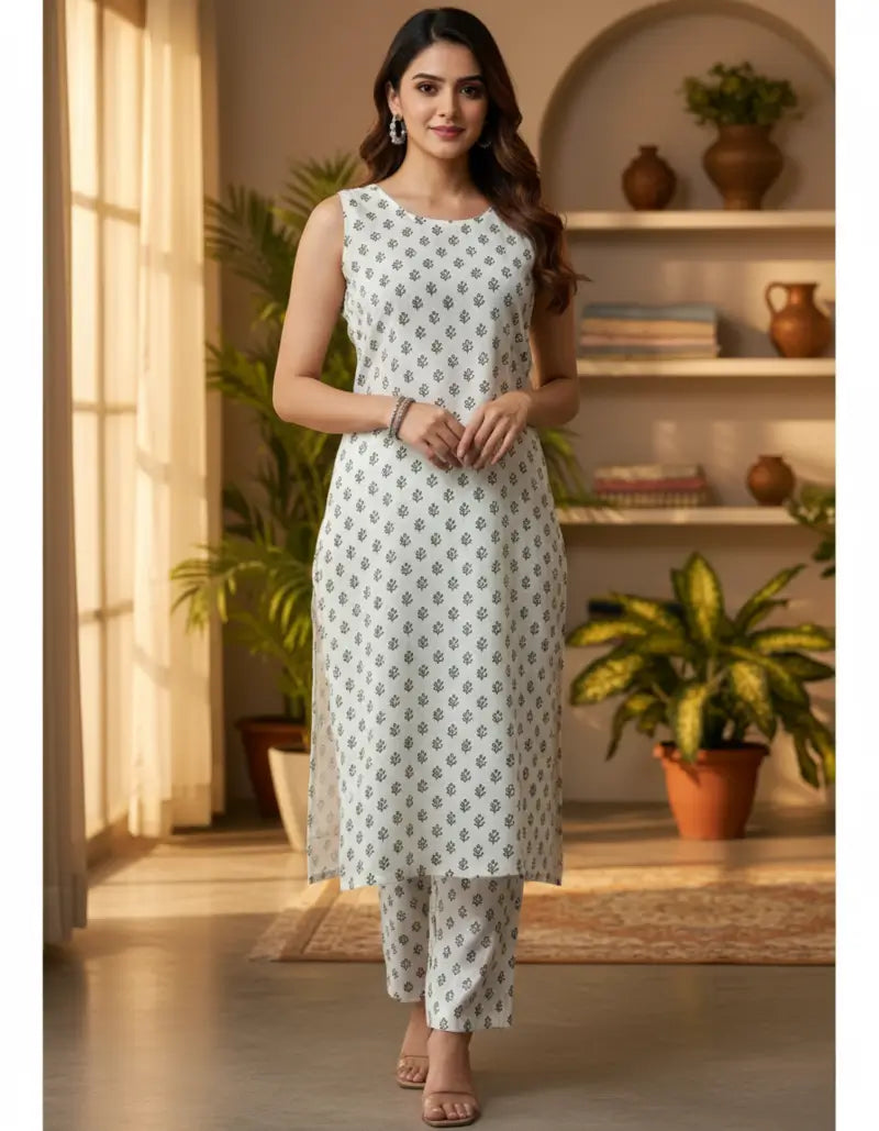 RangRoot women’s white rayon co-ord set