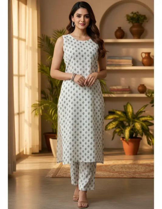 RangRoot women’s white rayon co-ord set