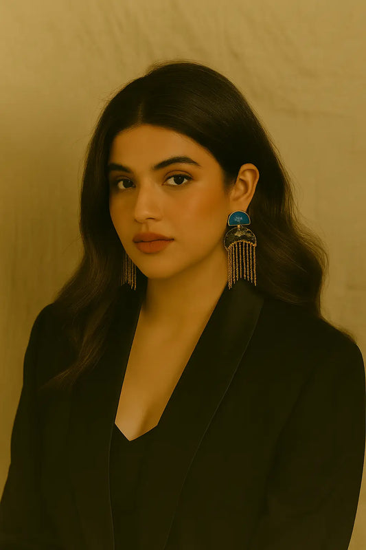 Royal Blue Cascade Statement Earrings for Women