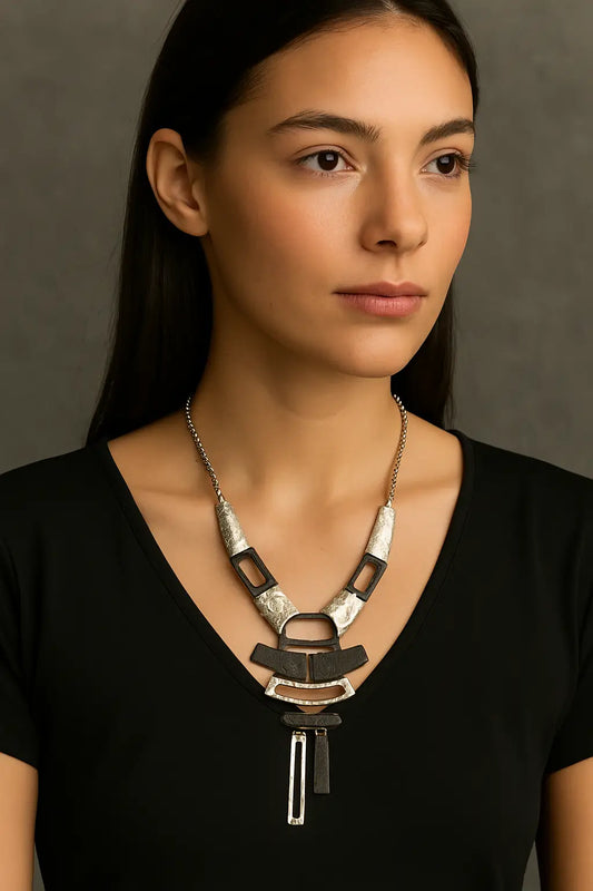 Tribal Layered Oxidised Pendant Necklace for Women