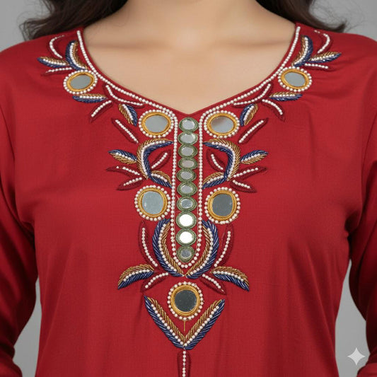 Red Farshi Salwar Silk