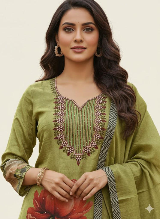 Green Farshi Salwar Silk