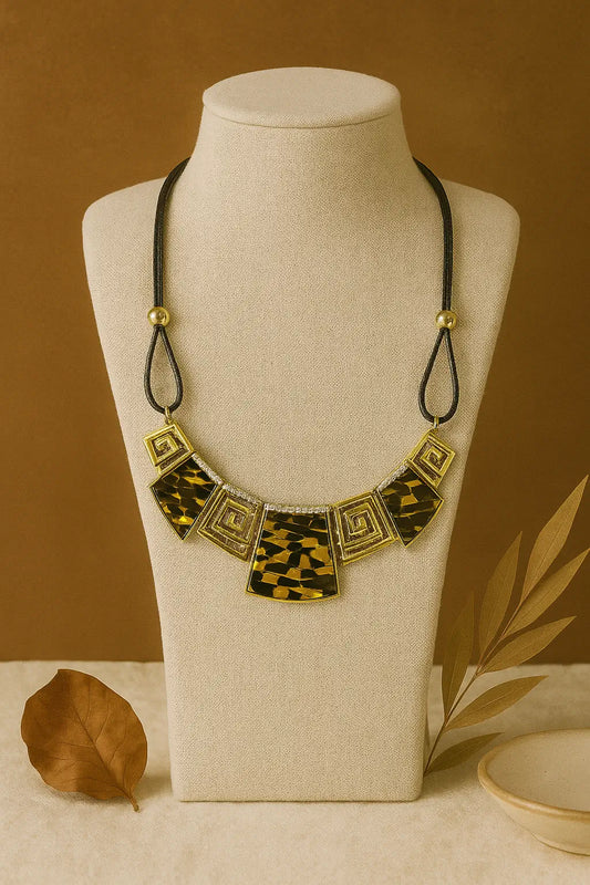 Yellow Mosaic Square Necklace – Boho Chic Jewelry