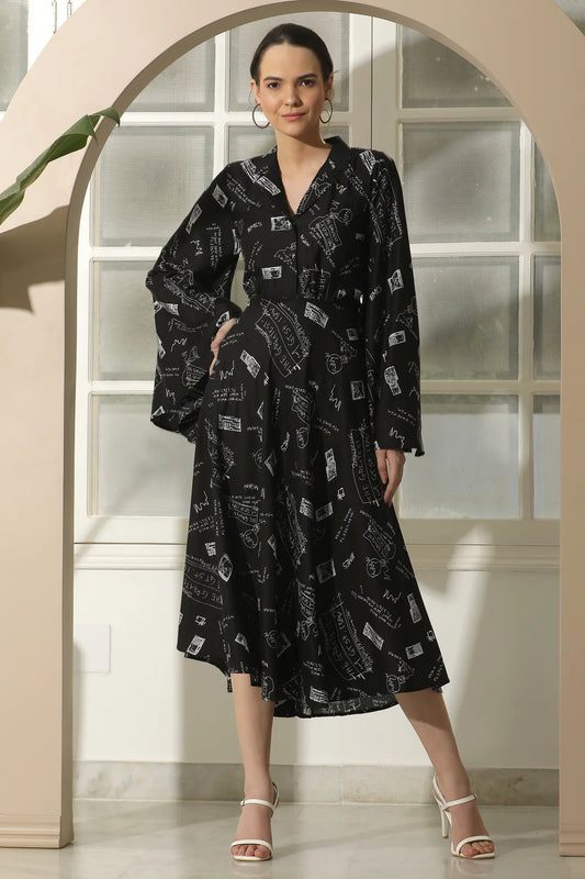 alphabet umbrella sleeves dress women