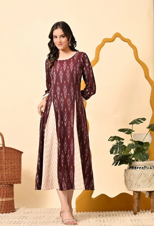 blush kali handloom cream maroon dress women